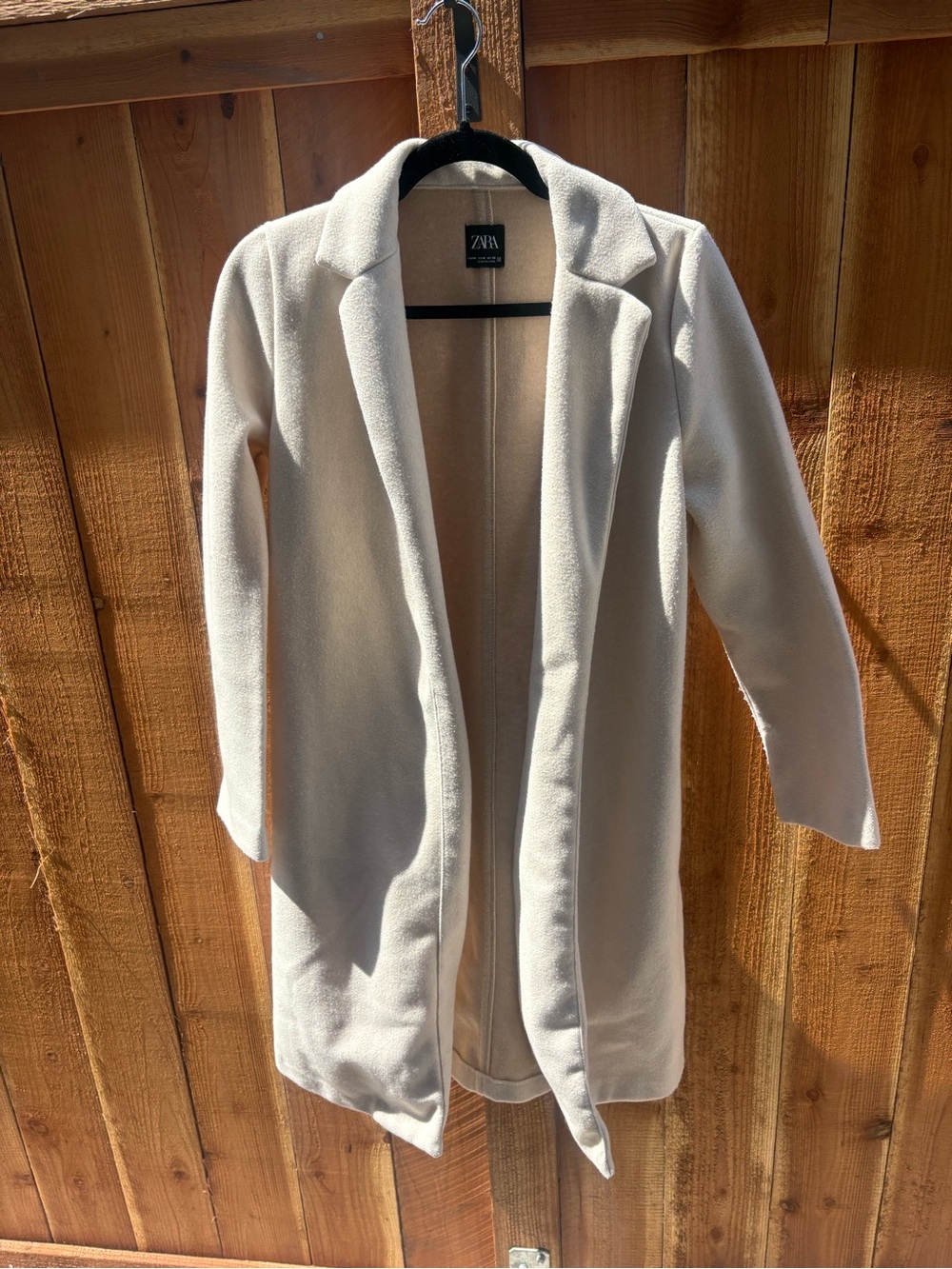 Zara Cream Open Front Longline Blazer Coat Size Medium